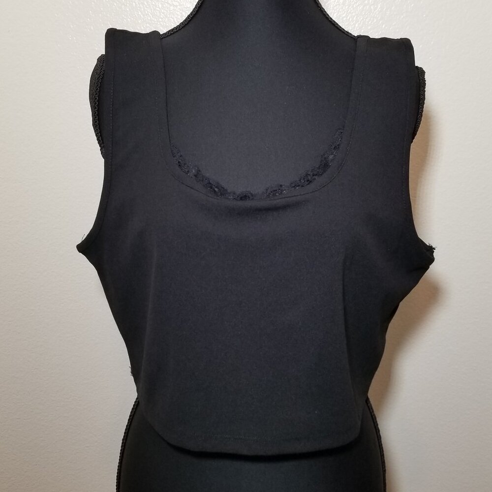 Say Anything Black Crop Tank Top XL Lace Accent Witchy Goth Grunge Cottage NWT